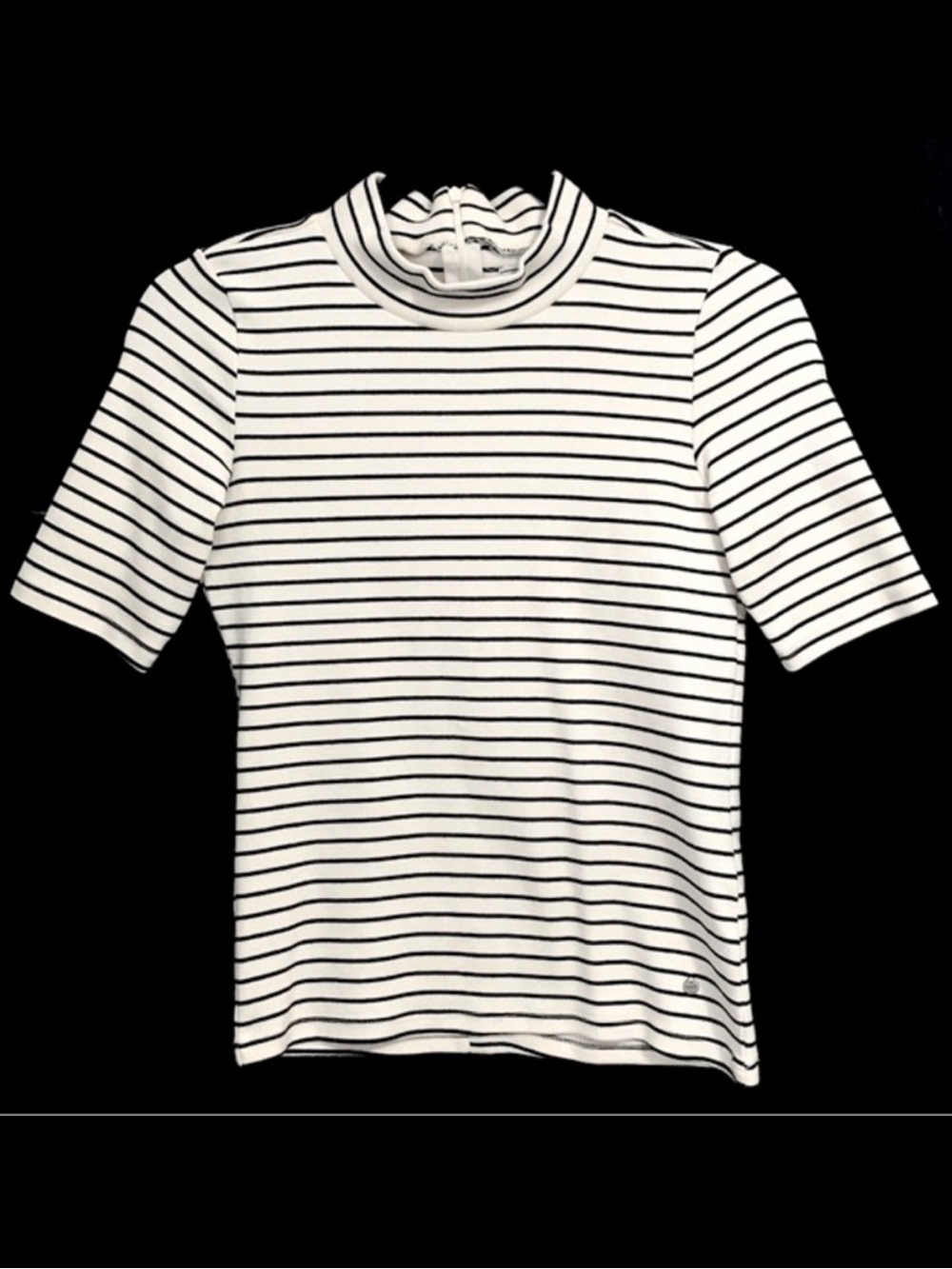 Abercrombie & Fitch Striped Mock Neck Short Sleeves Top